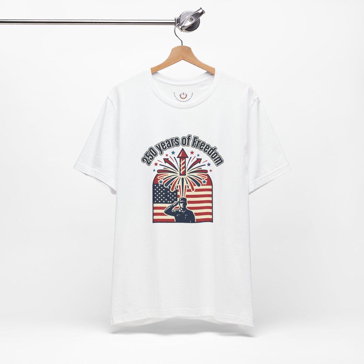 Patriotic 4th of July T-Shirt – "250 Years of Freedom" Fireworks & Salute Tee