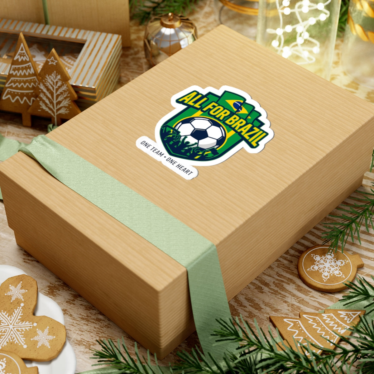 All For Brazil Soccer Crest Kiss-Cut Stickers | country pride, retro soccer