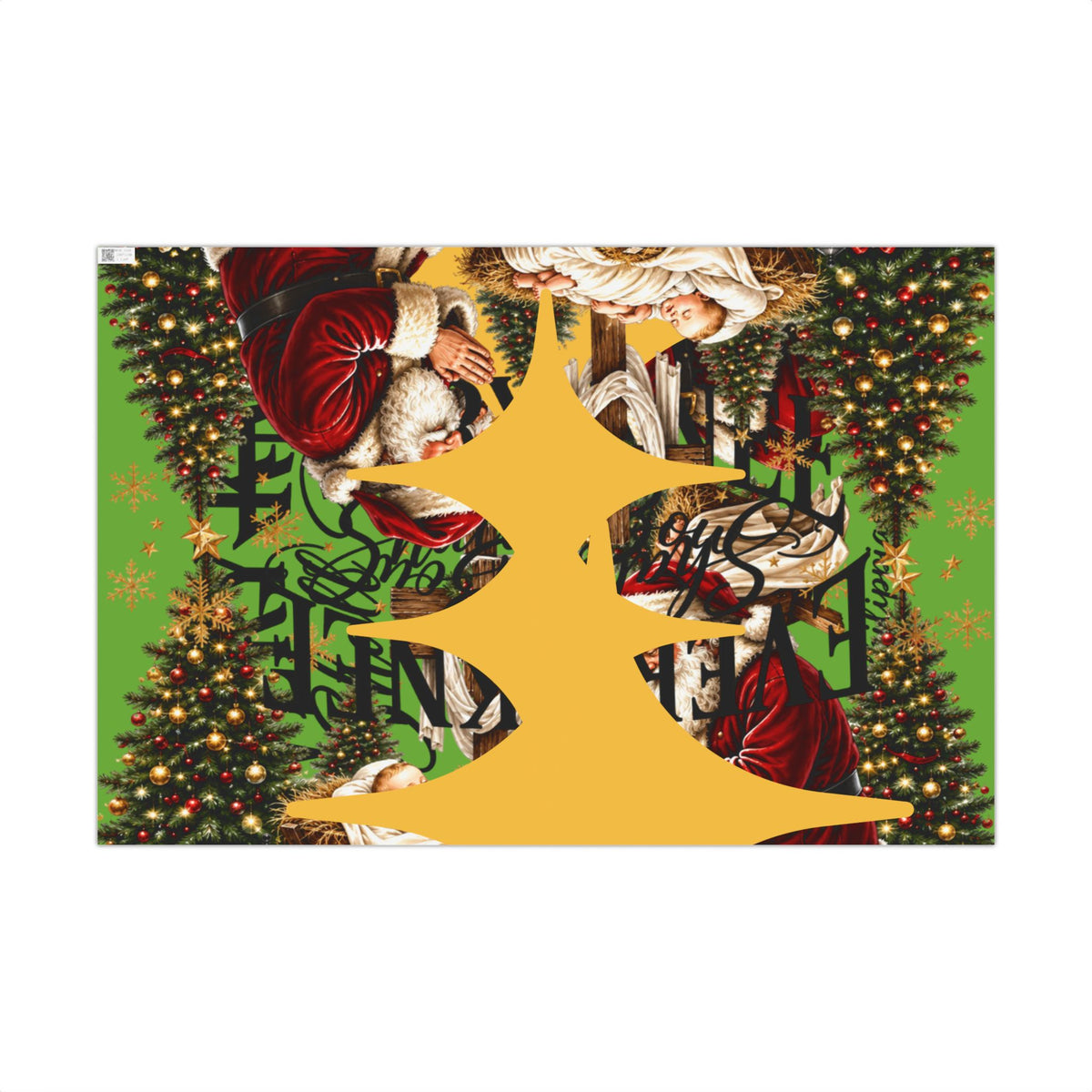 Copy of Gift Wrap Paper – Red & Gold Holiday Nativity Design