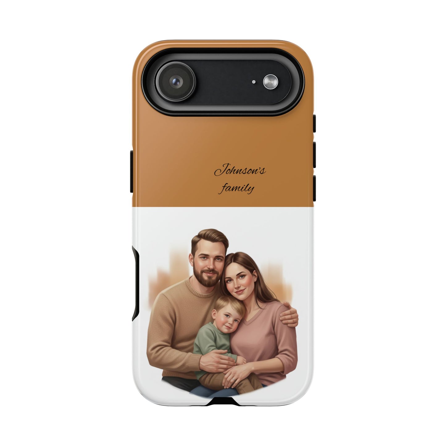 Personalized Family Photo Tough Phone Case — Custom Name Script
