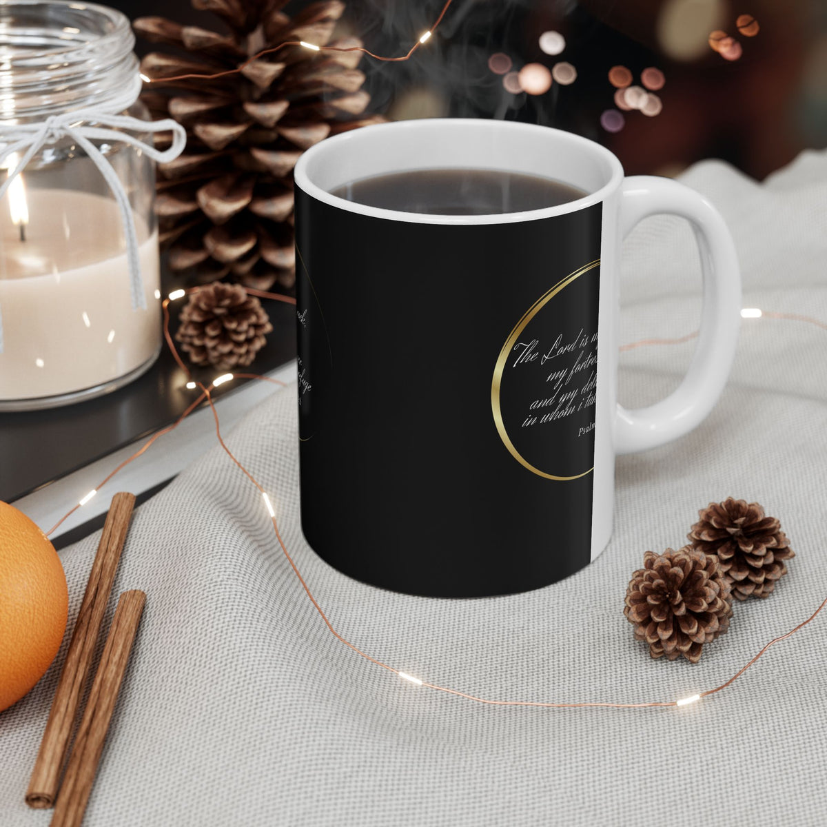 Inspirational Psalm 18:2 Ceramic Mug — “The Lord is my rock” Faith Coffee Cup