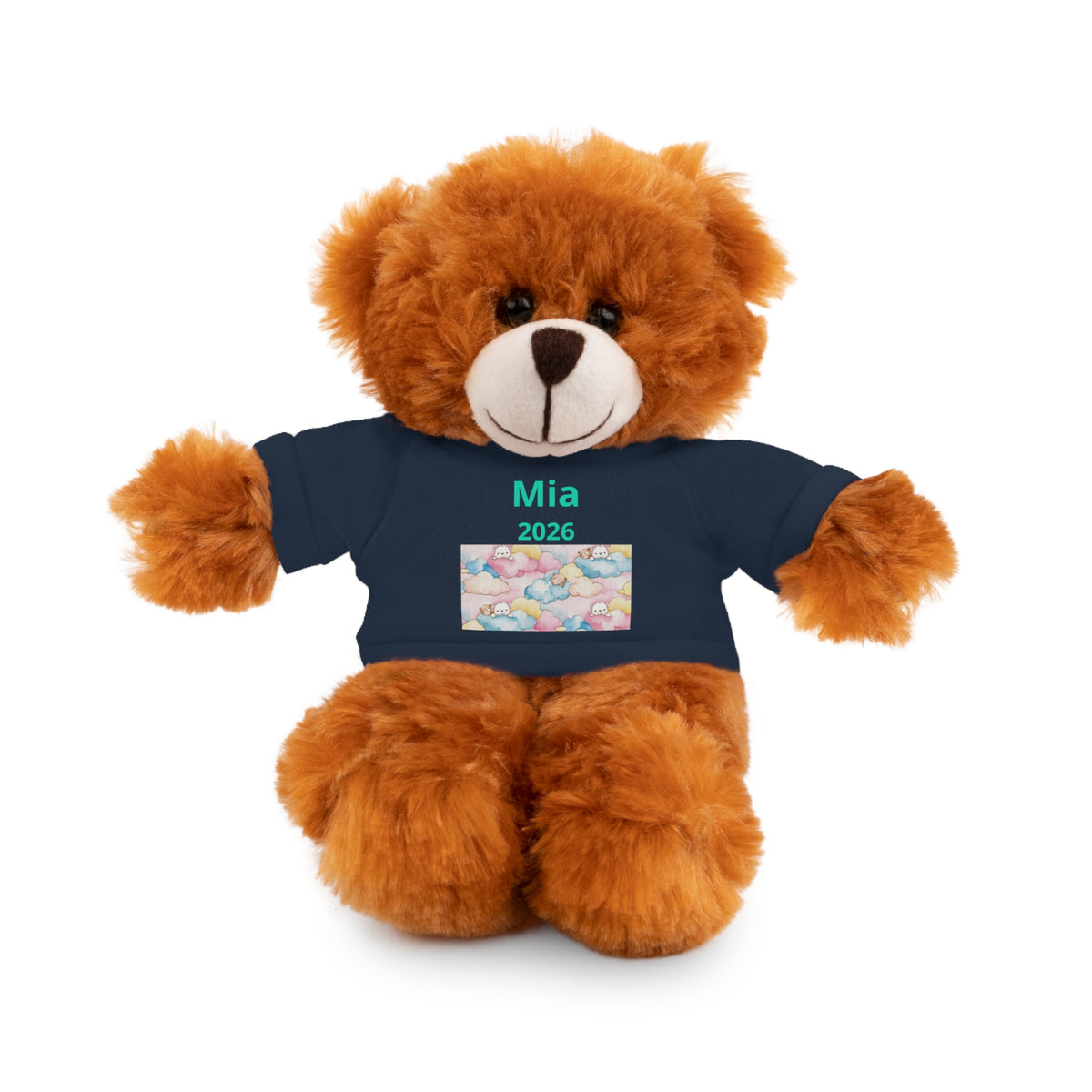 Personalized Plush Bear with Custom Tee — Cute Candy Print & Name
