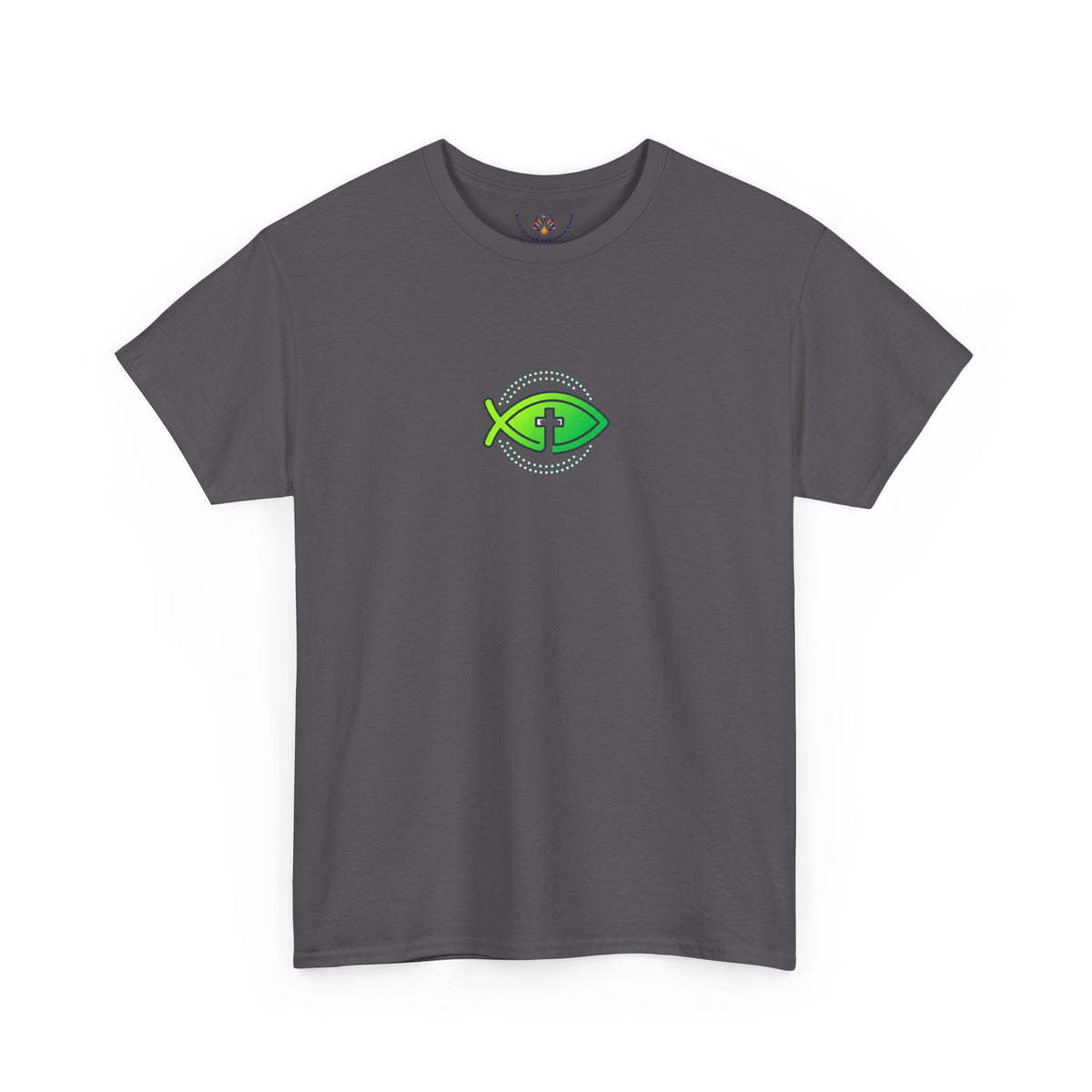 Christian Fish Logo Tee — Green Ichthys Symbol T-Shirt