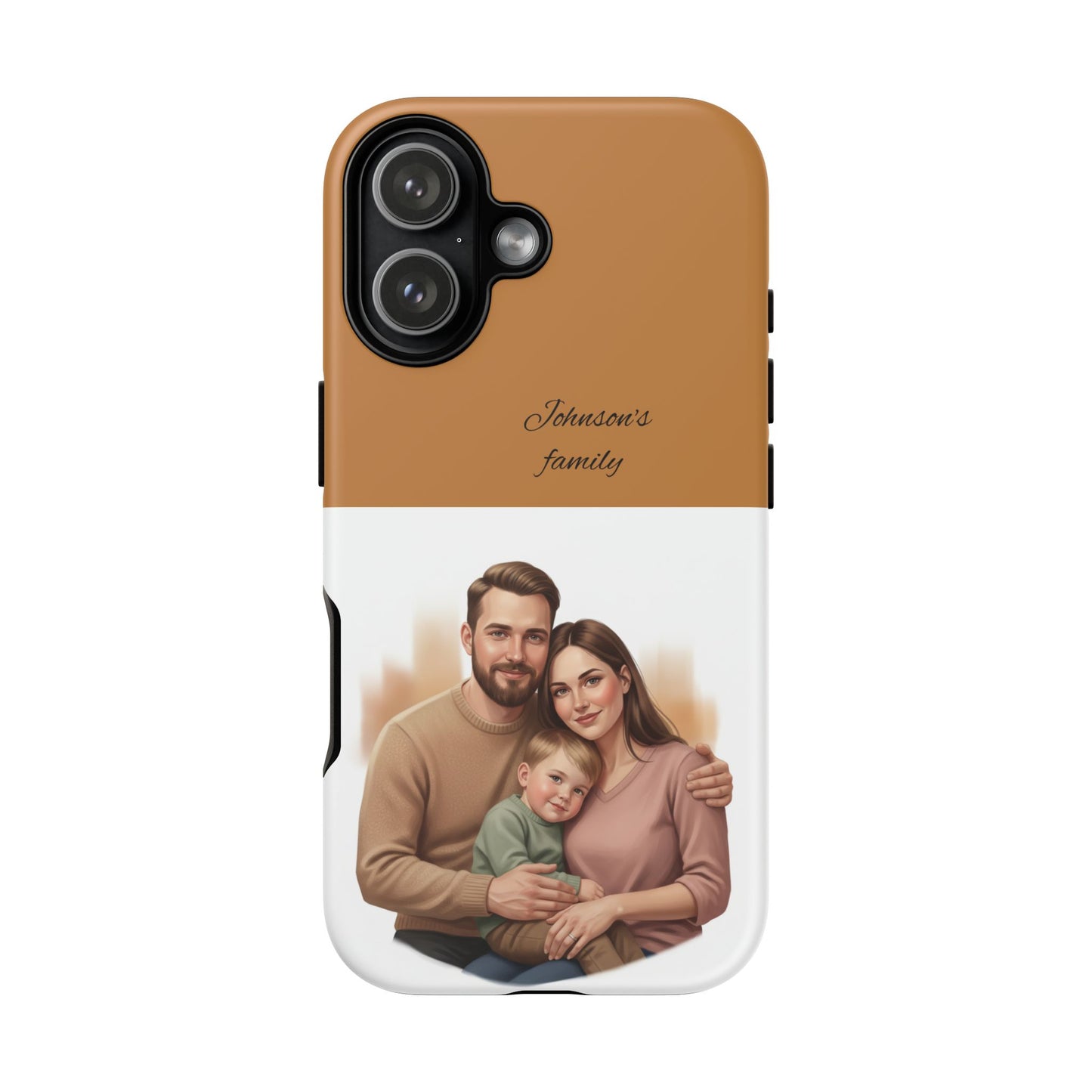Personalized Family Photo Tough Phone Case — Custom Name Script