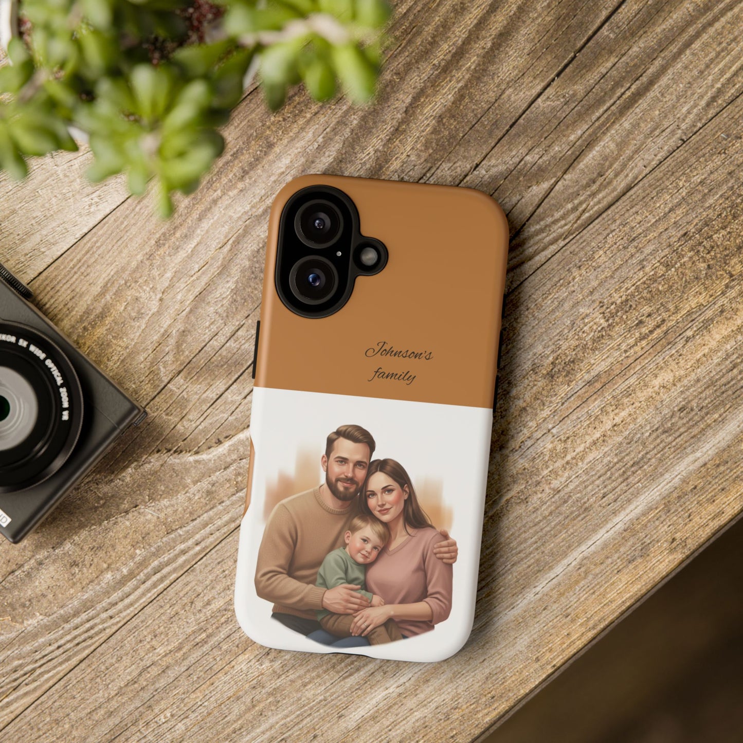 Personalized Family Photo Tough Phone Case — Custom Name Script