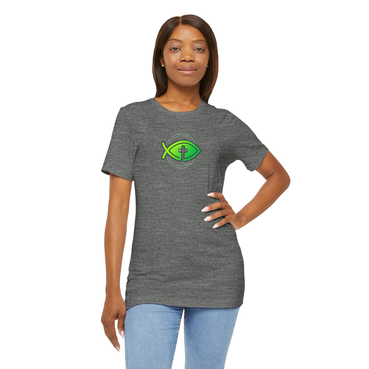Faith Fish T-Shirt — Green Ichthys Christian Tee