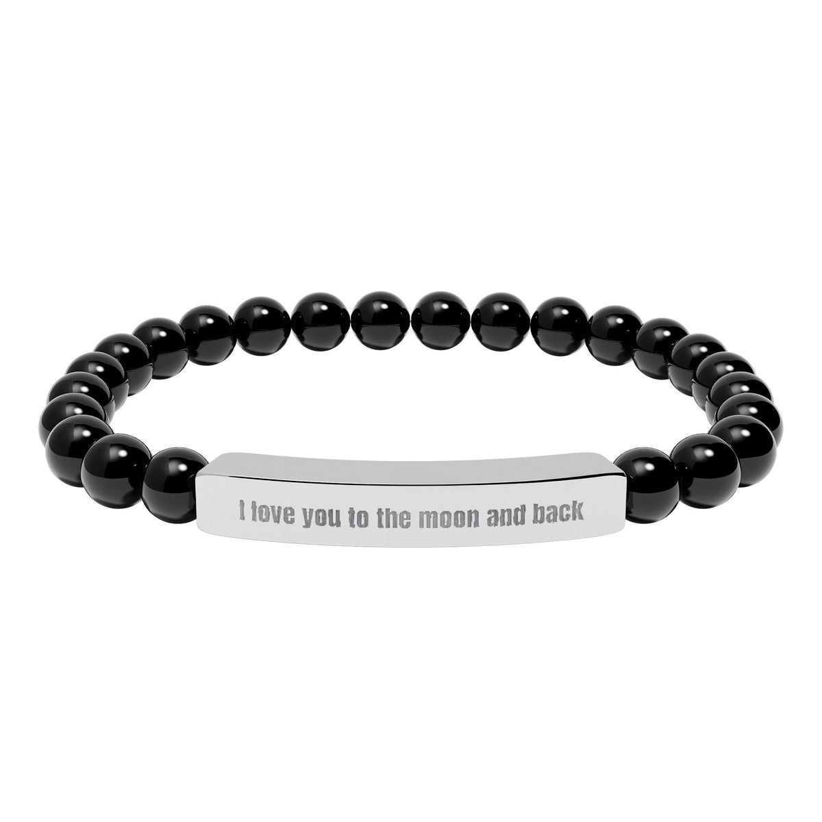 Engraved Natural Stone Stretch Bracelet — “I Love You to the Moon and Back”