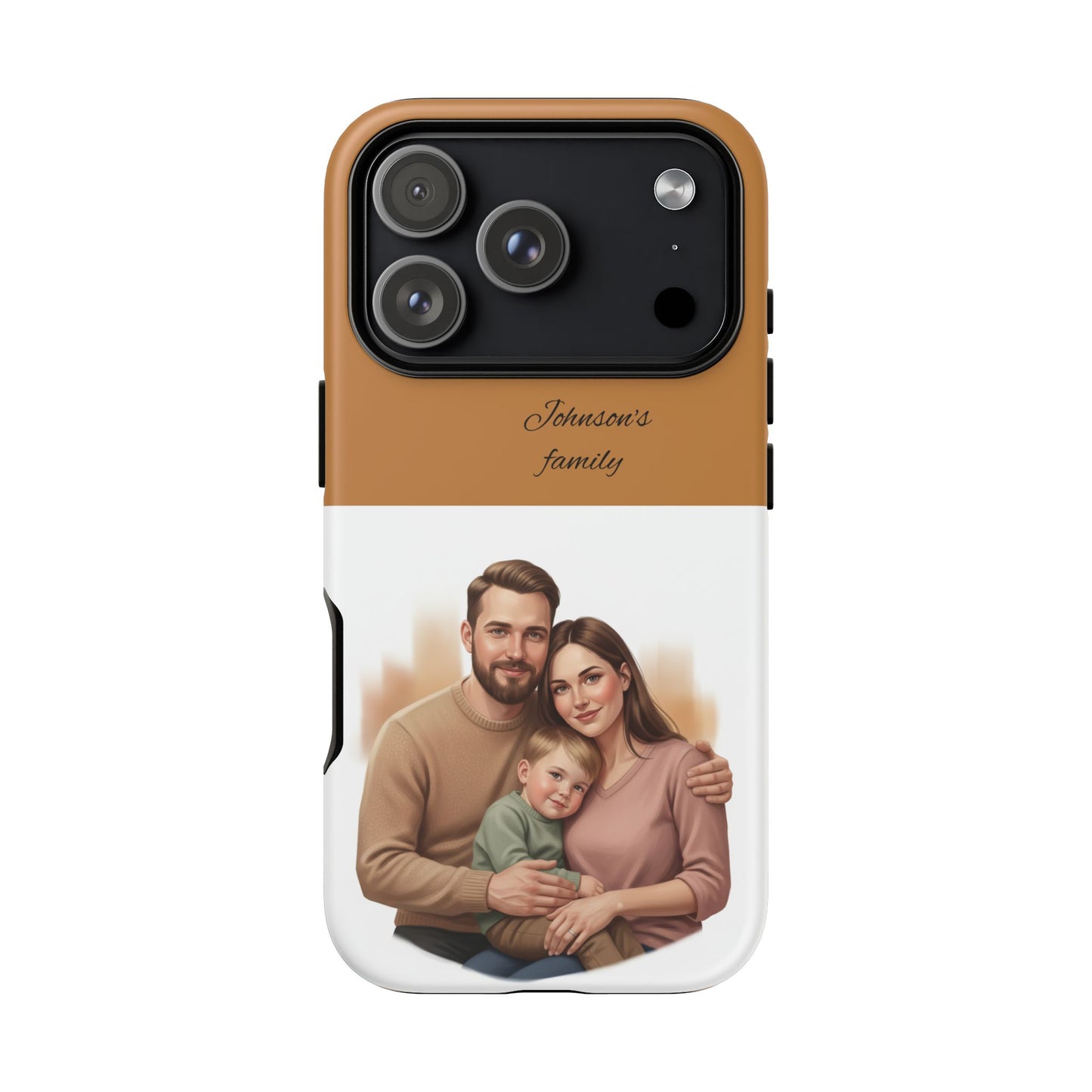 Personalized Family Photo Tough Phone Case — Custom Name Script