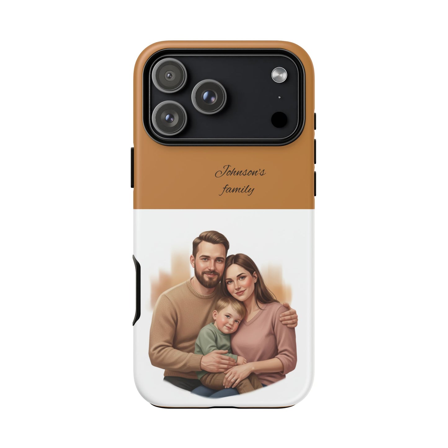 Personalized Family Photo Tough Phone Case — Custom Name Script