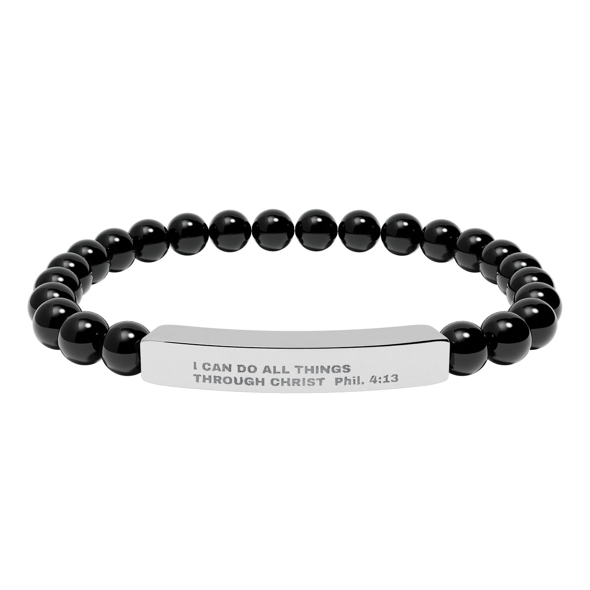 Engraved Natural Stone Stretch Bar Bracelet – Inspirational Scripture Beaded Bracelet