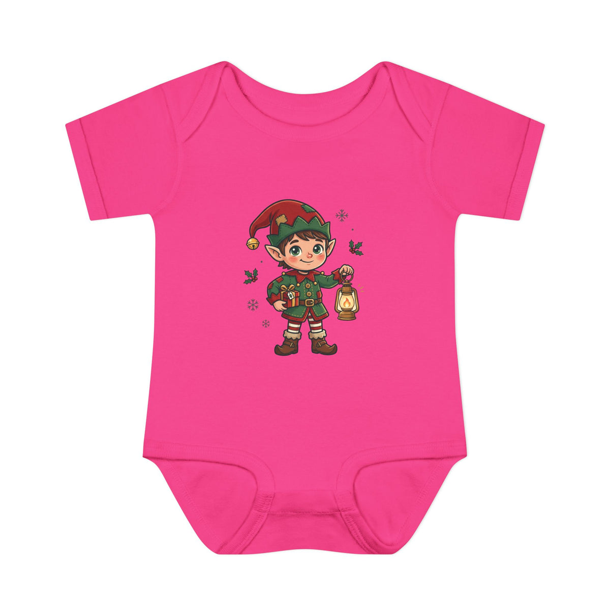Christmas Elf Infant Bodysuit — Cute Holiday Baby Onesie with Lantern