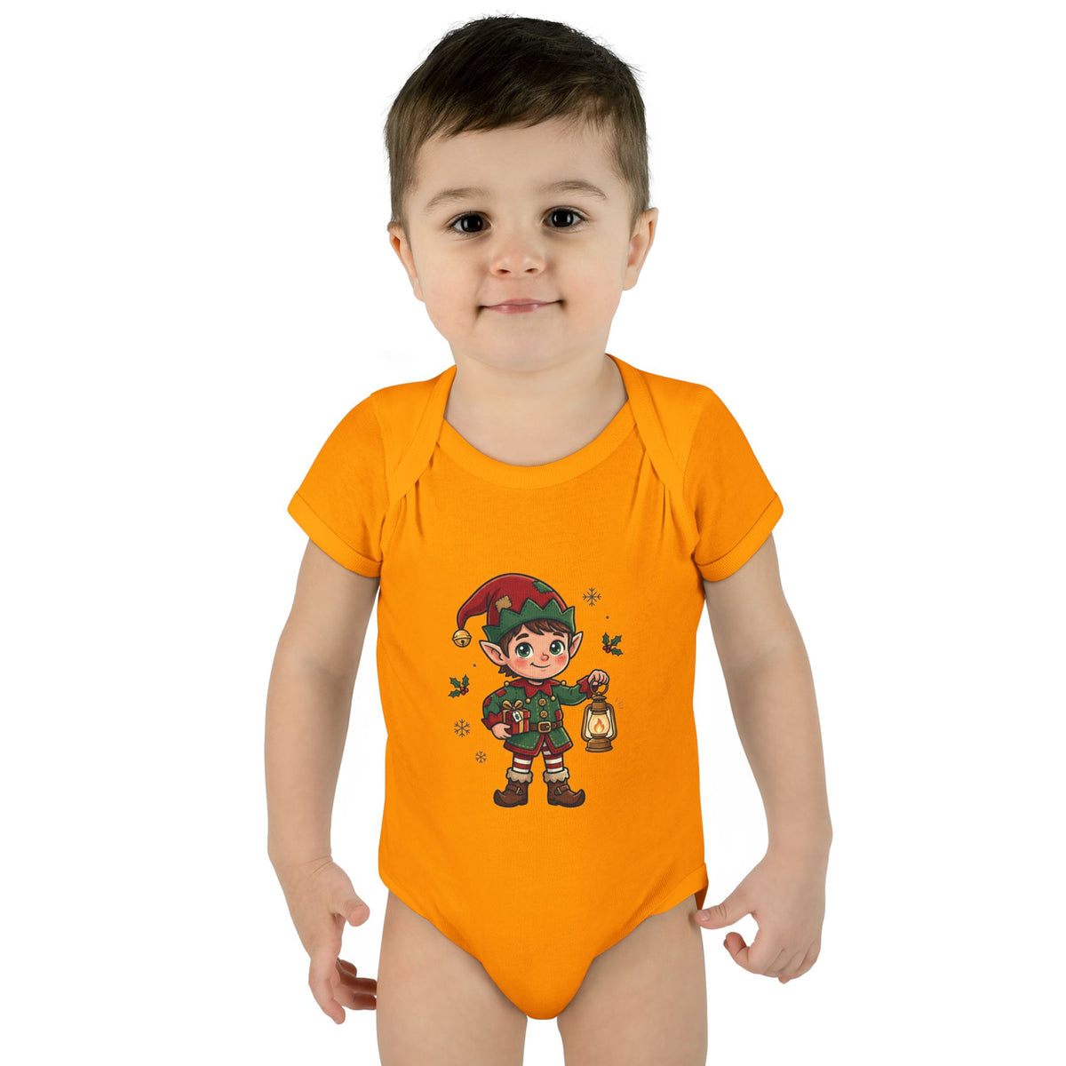 Christmas Elf Infant Bodysuit — Cute Holiday Baby Onesie with Lantern