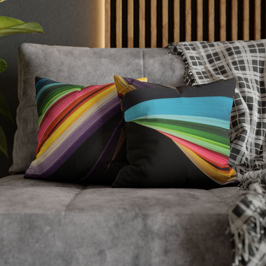 Abstract Rainbow Wave Pillowcase — Colorful Modern Decorative Throw Pillow