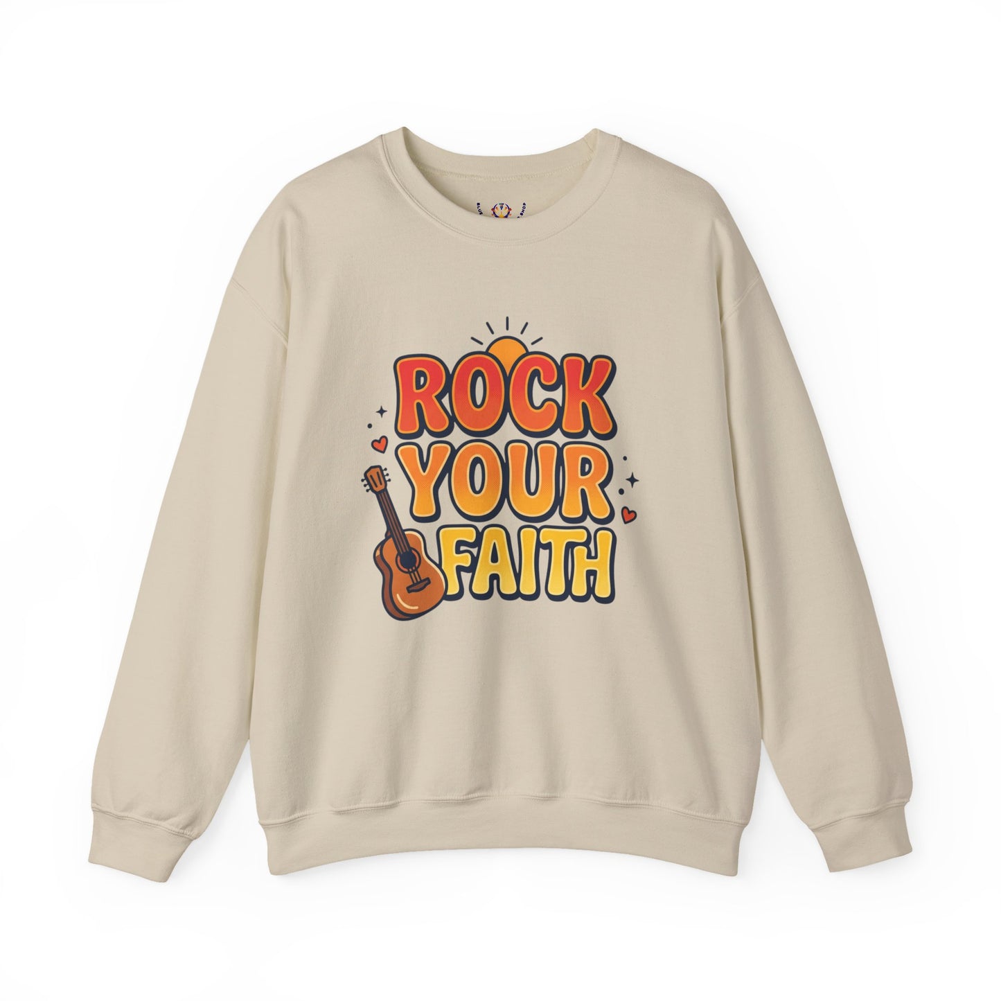 Unisex Rock Your Faith Sweatshirt | Christian Encouragement, Retro Groovy Pastel