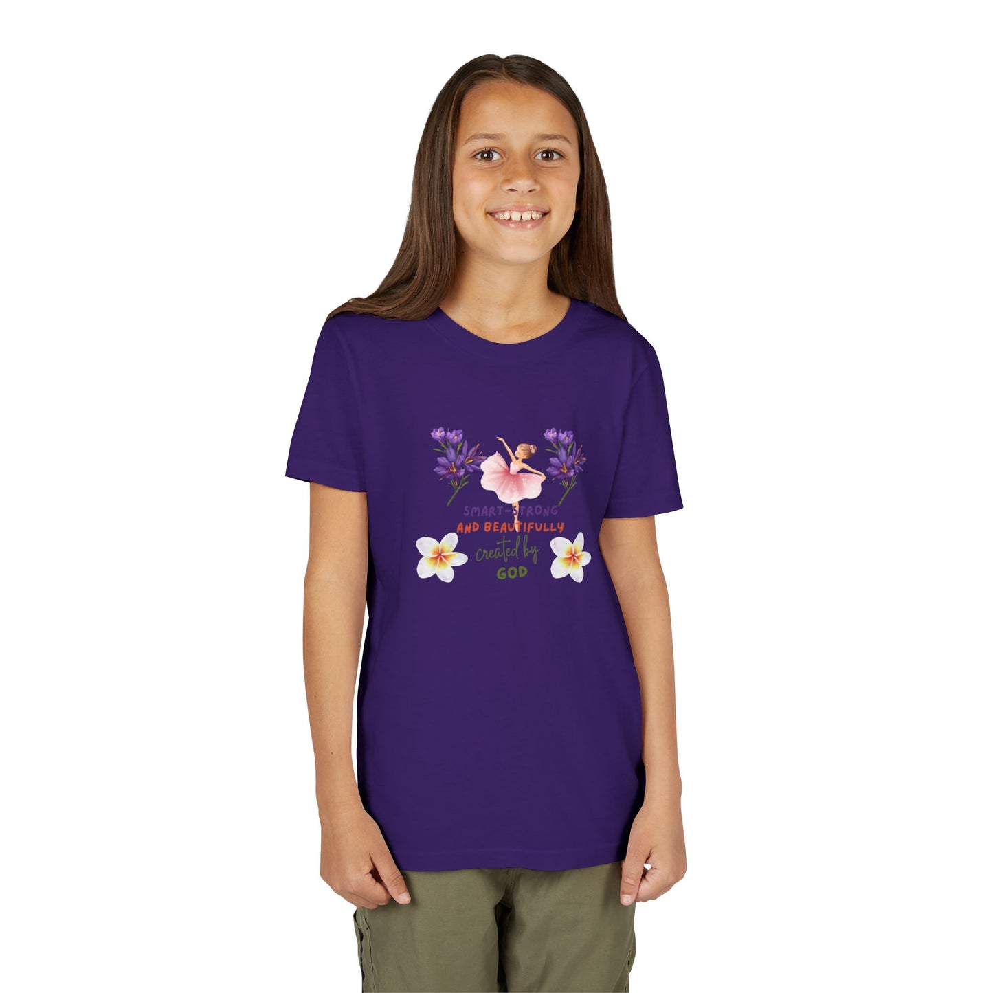 Youth Ballerina Tee: Sweet & Beautifully Made by God, Cute Gift, Dance Apparel, Birthday Present, Inspirational Clothing