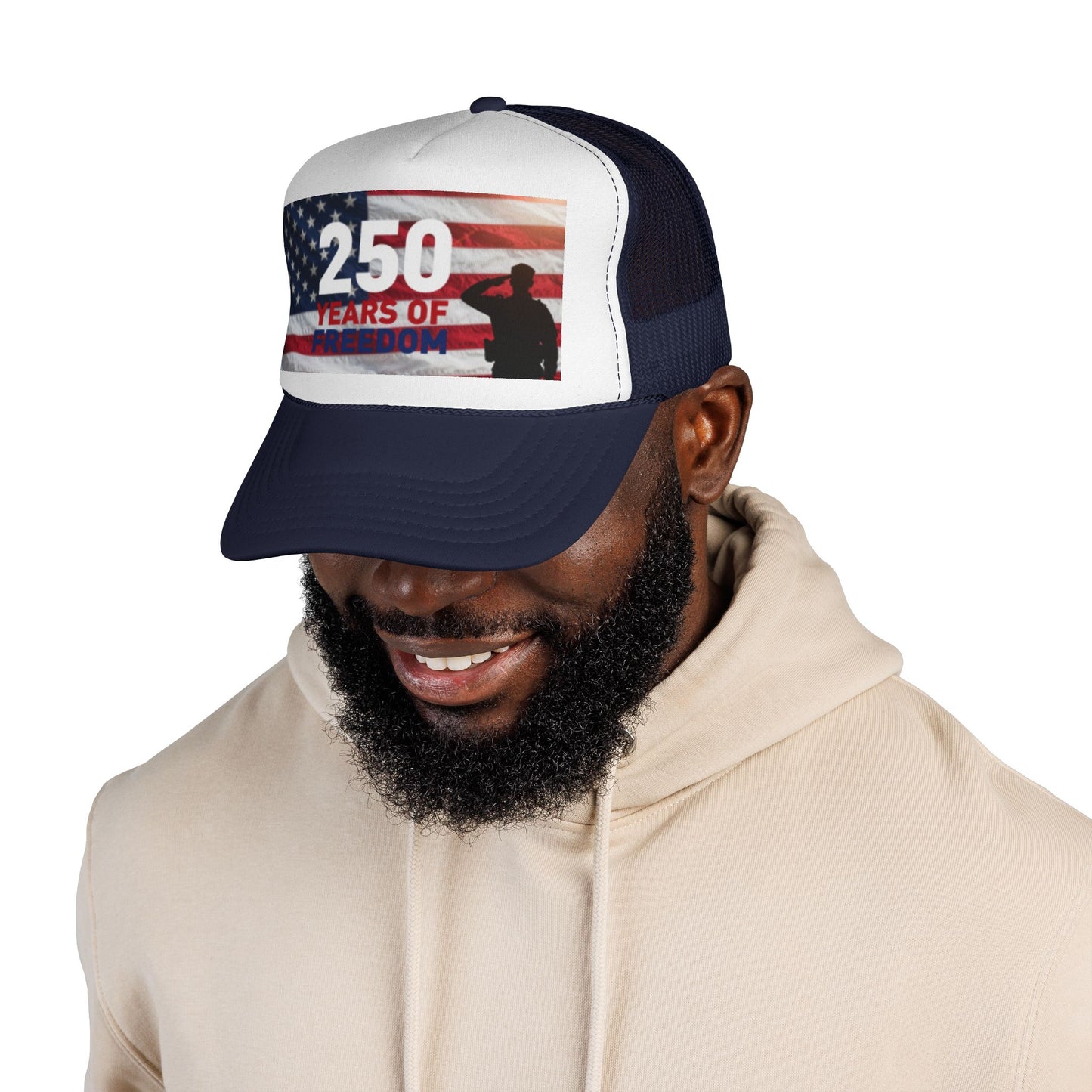 250 Years of Freedom Trucker Cap — Patriotic American Flag Mesh Hat