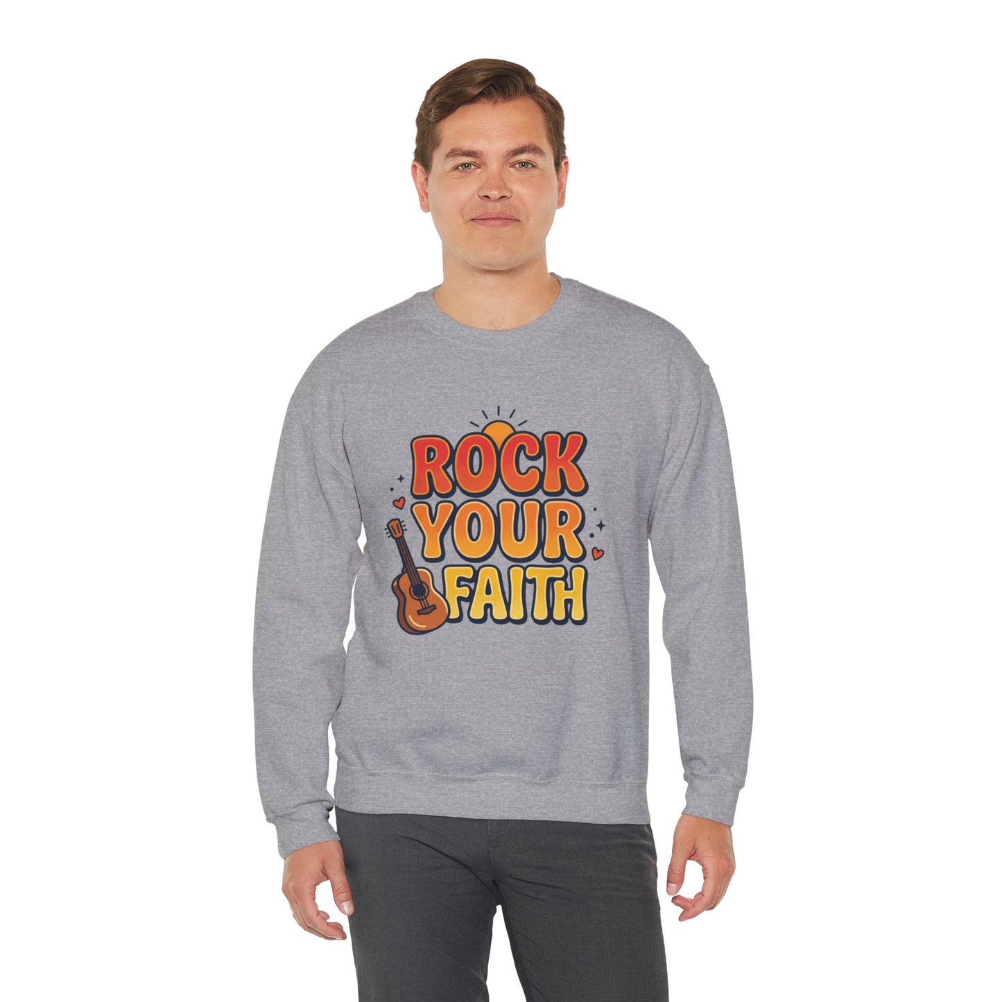 Unisex Rock Your Faith Sweatshirt | Christian Encouragement, Retro Groovy Pastel