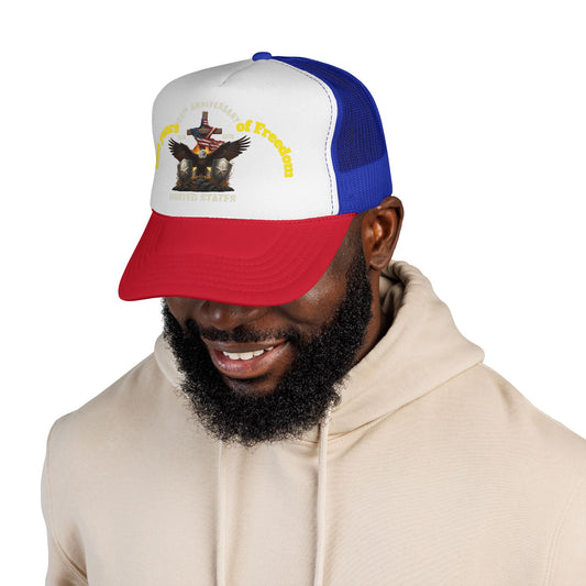 250 Years of Freedom Trucker Cap — Patriotic American Flag Mesh Hat