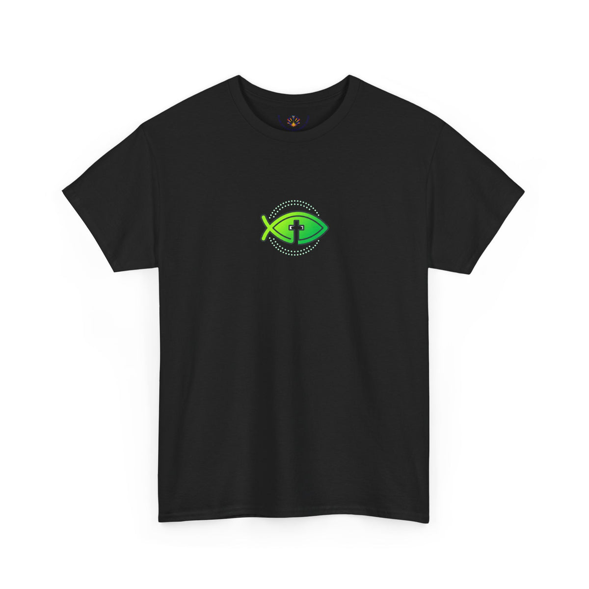 Christian Fish Logo Tee — Green Ichthys Symbol T-Shirt