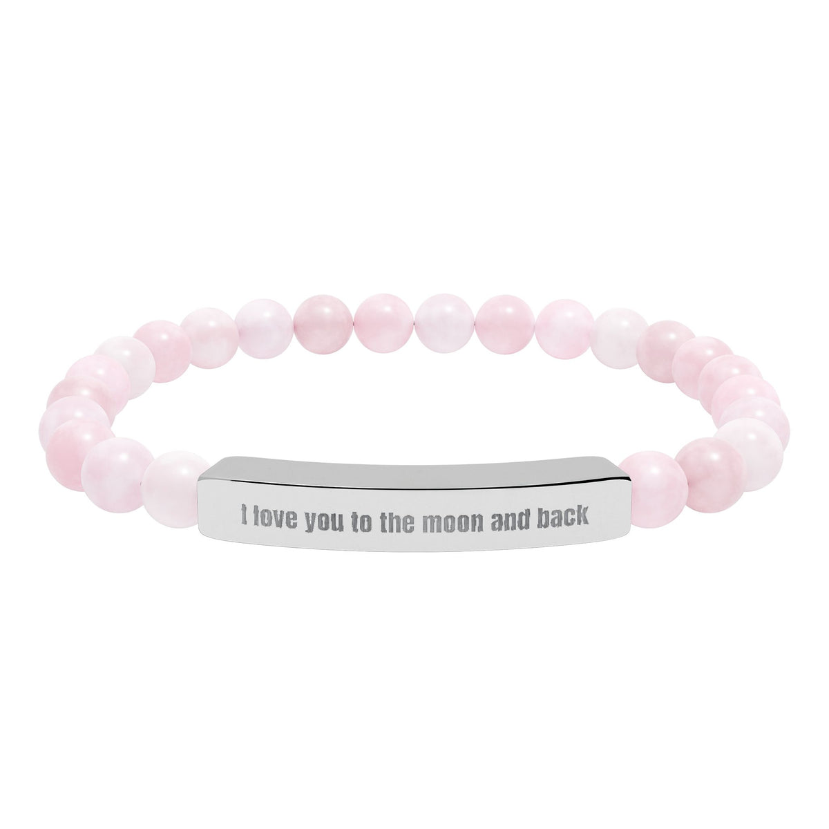 Engraved Natural Stone Stretch Bracelet — “I Love You to the Moon and Back”