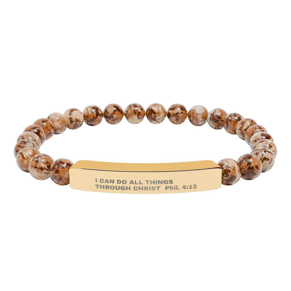 Engraved Natural Stone Stretch Bar Bracelet – Inspirational Scripture Beaded Bracelet
