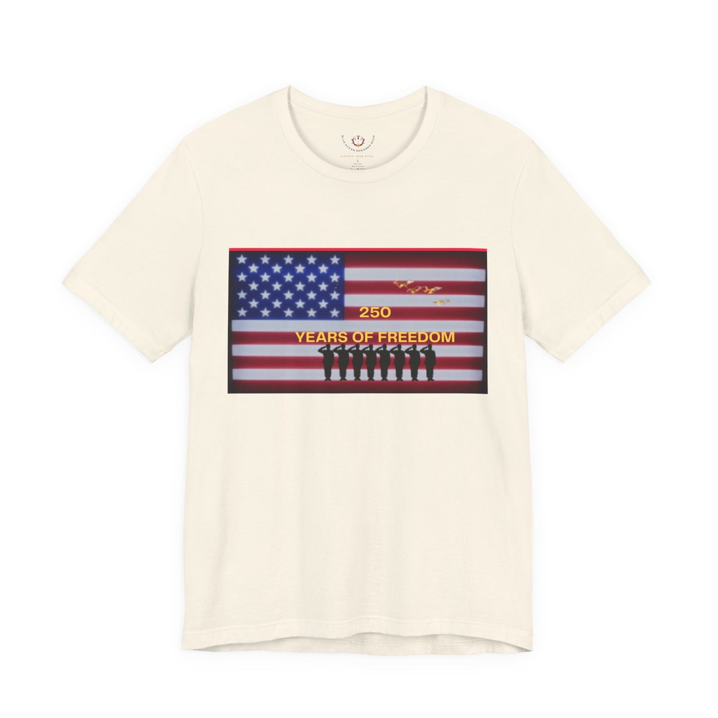 T-Shirt — "250 Years of Freedom" American Flag Patriotic Tee