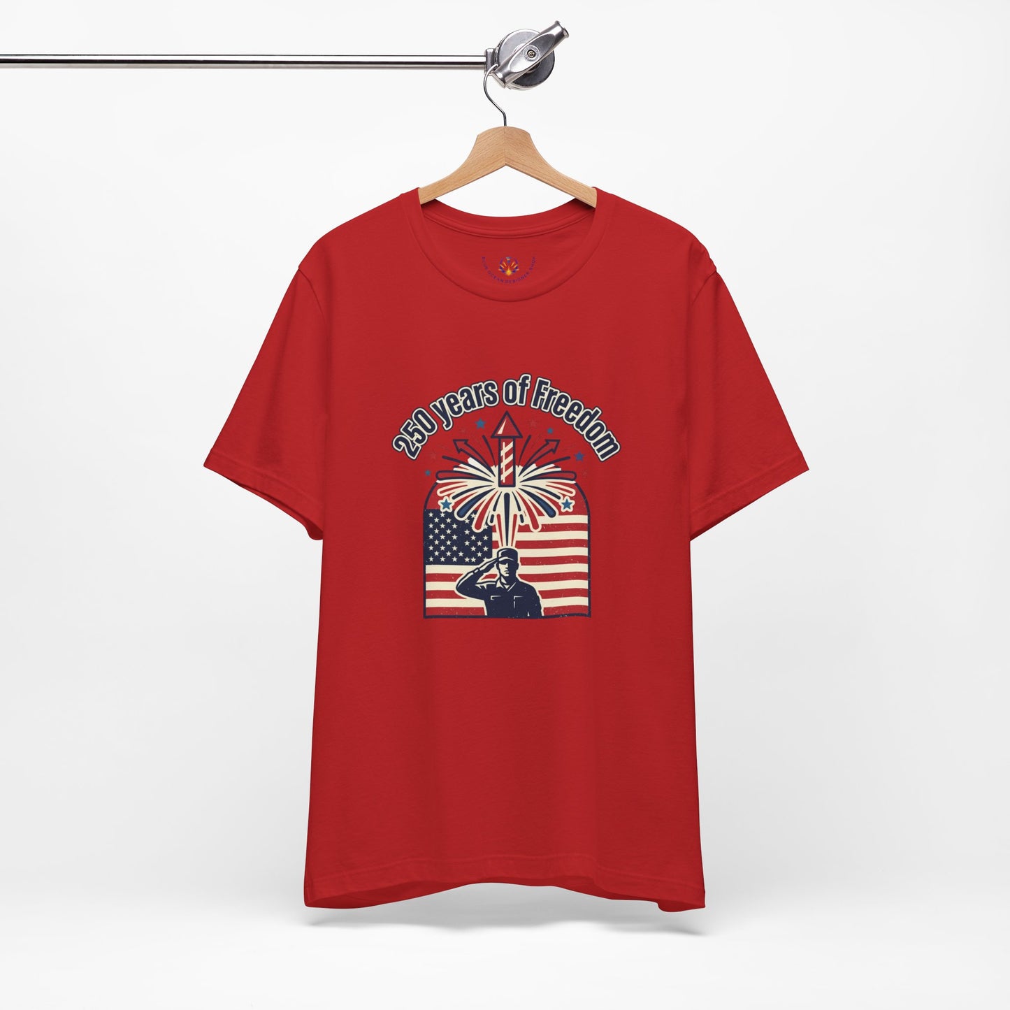 Patriotic 4th of July T-Shirt – "250 Years of Freedom" Fireworks & Salute Tee