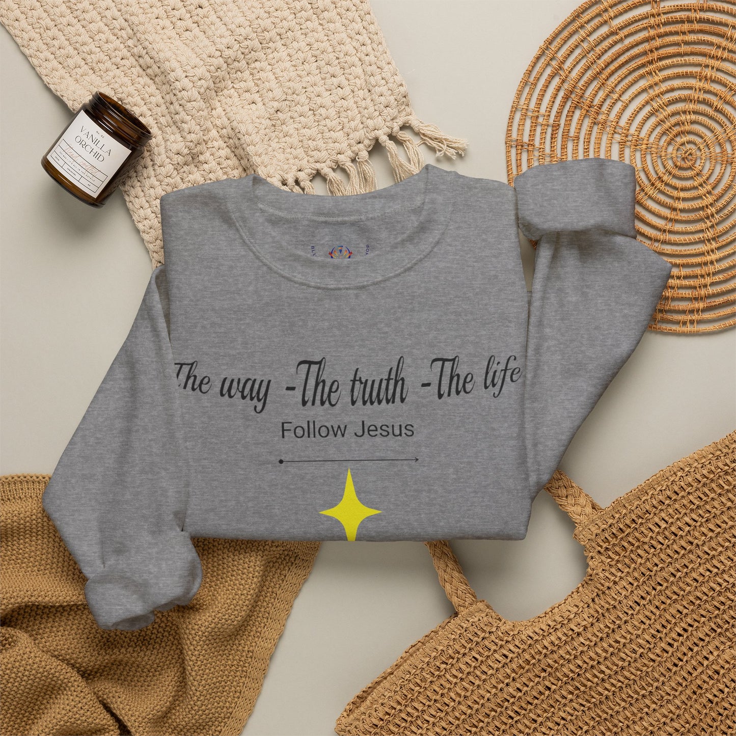 Christian Crewneck Sweatshirt - The Way, The Truth, The Life, Follow Jesus
