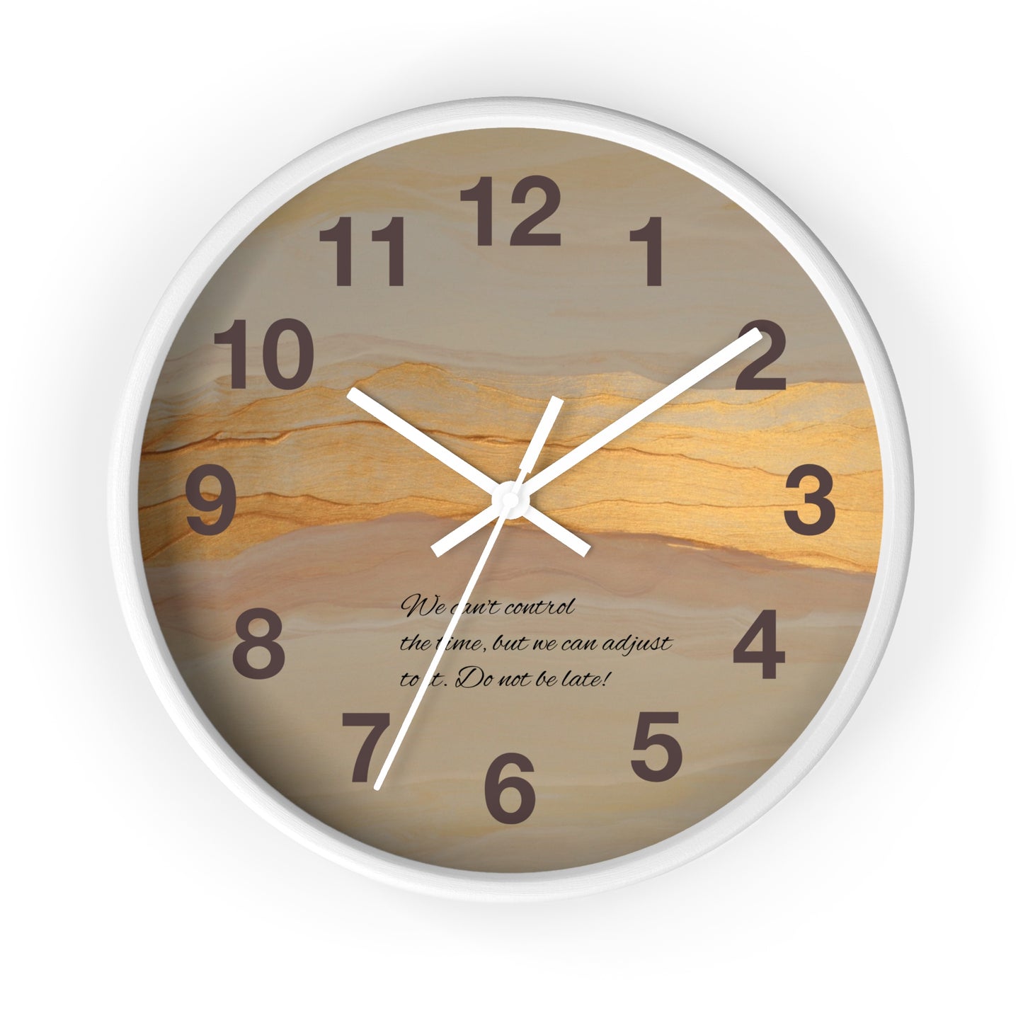 Marble Sunset Wall Clock — Decorative Timepiece with Inspiring Quote