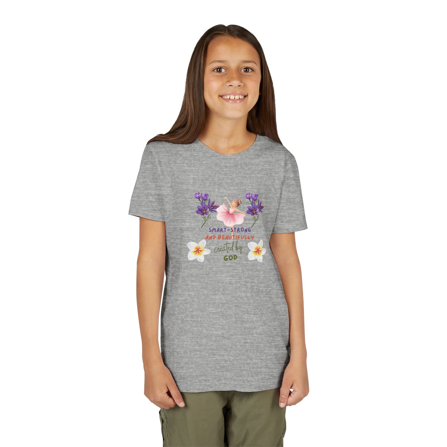 Youth Ballerina Tee: Sweet & Beautifully Made by God, Cute Gift, Dance Apparel, Birthday Present, Inspirational Clothing