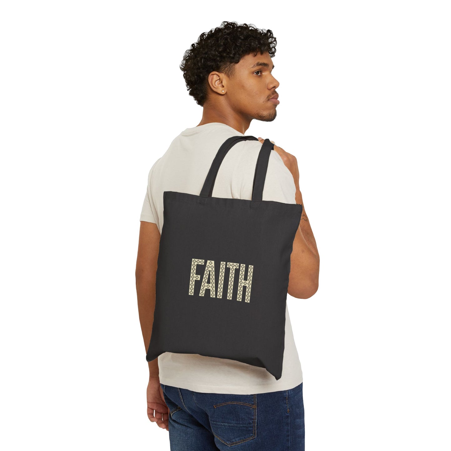 Faith groovy text Tote | Christian encouragement, retro pastel style