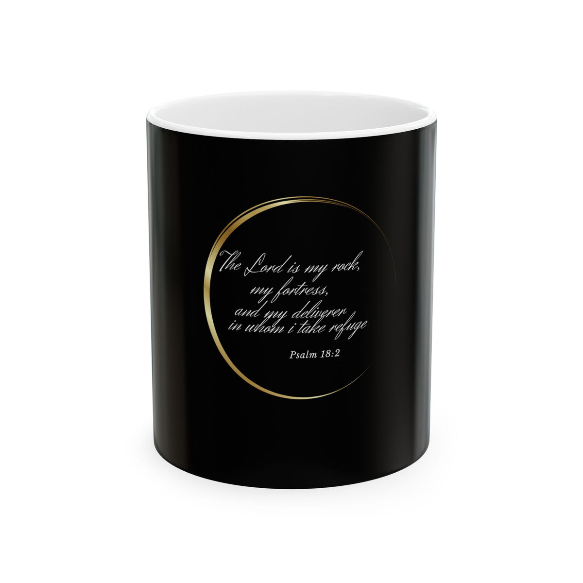 Inspirational Psalm 18:2 Ceramic Mug — “The Lord is my rock” Faith Coffee Cup
