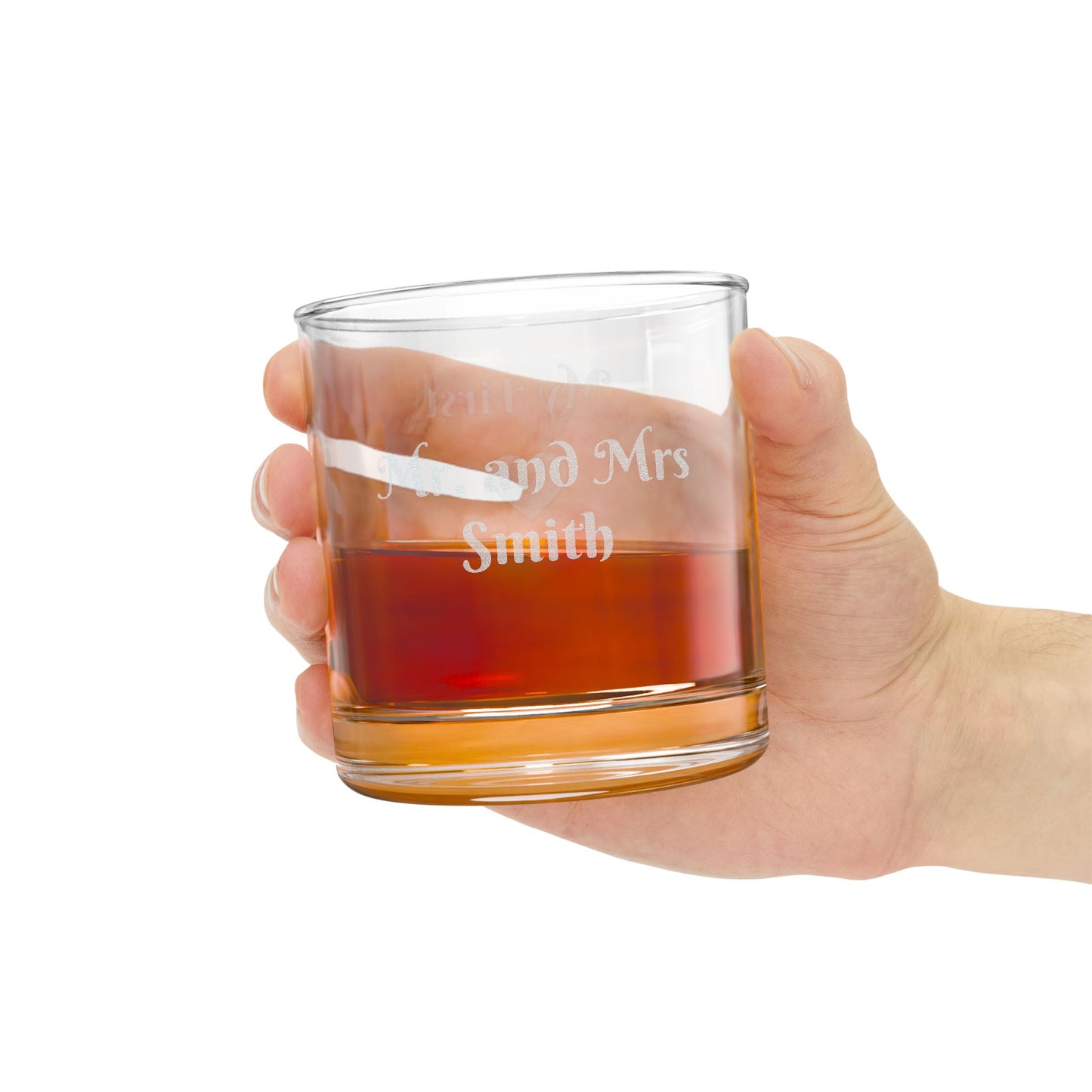 Engraved Whiskey Glass 10.5oz — Personalized "Mr and Mrs Smith" Anniversary Gift