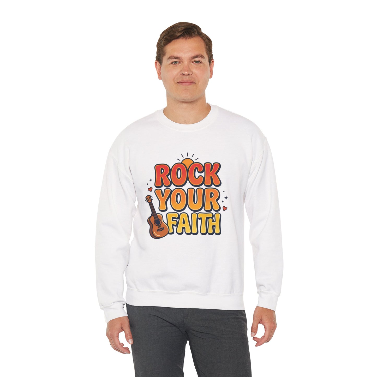 Unisex Rock Your Faith Sweatshirt | Christian Encouragement, Retro Groovy Pastel