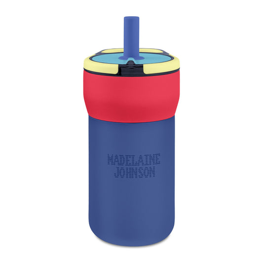 Kids 12oz Engraved Leakproof Straw Tumbler — Personalized Insulated Water Bottle