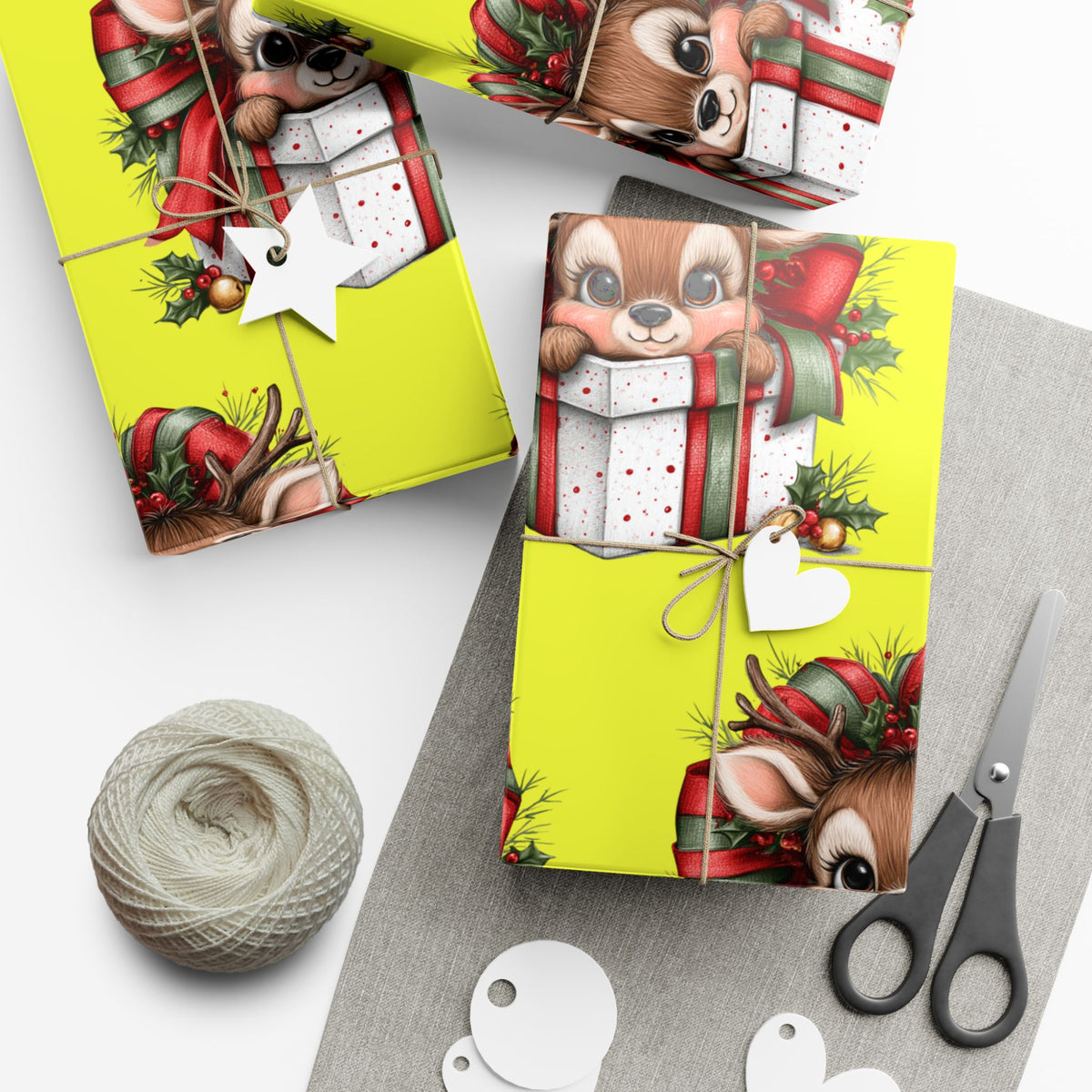 Christmas Reindeer Gift Wrap Paper – Cute Holiday Present Wrapping Sheets