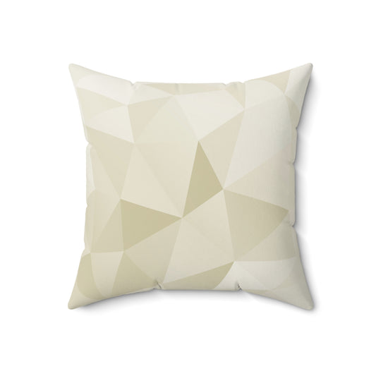 Beige Geometric Throw Pillow – Modern Faceted Square Accent Cushion