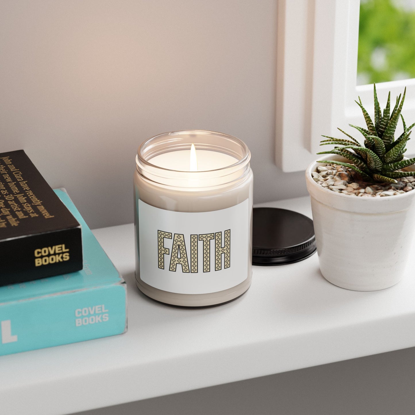 Faith groovy pattern Candle | Christian encouragement, pastel scripture vibe
