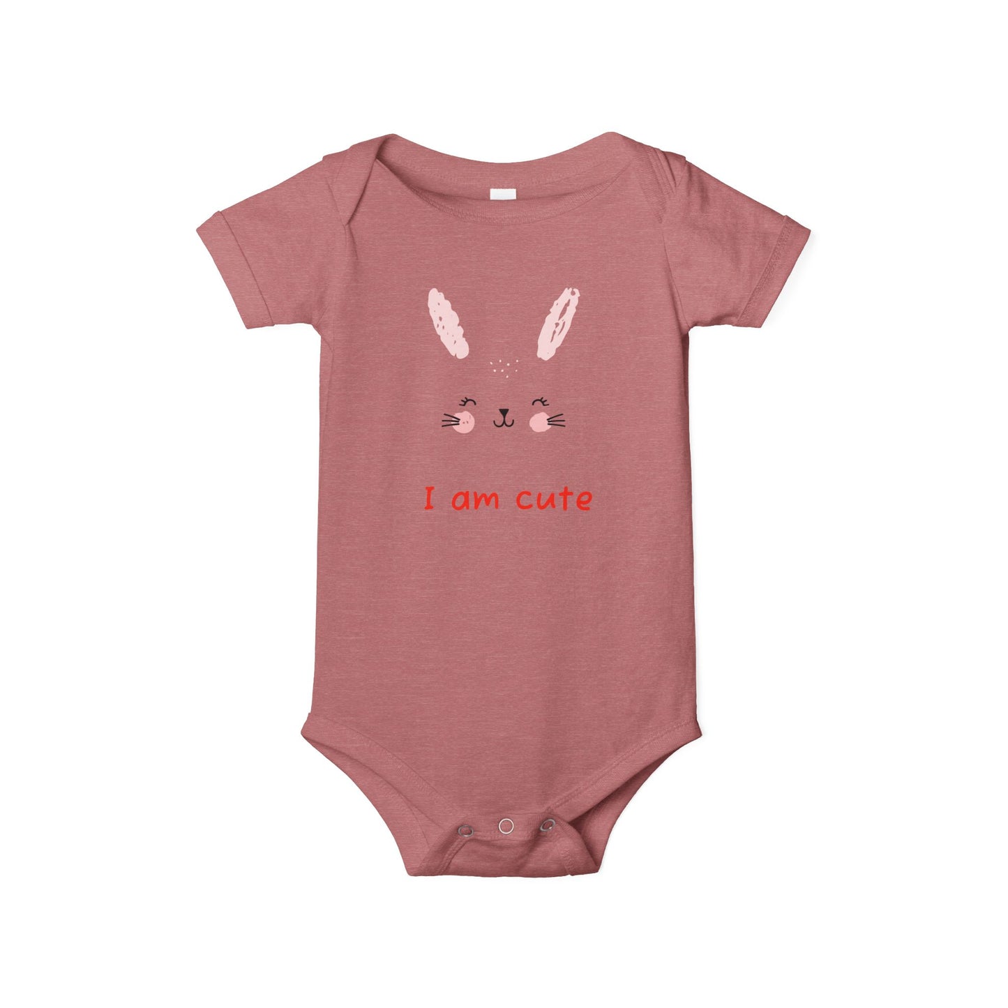 Baby Bunny Onesie - Cute Pink Rabbit Face Infant Bodysuit