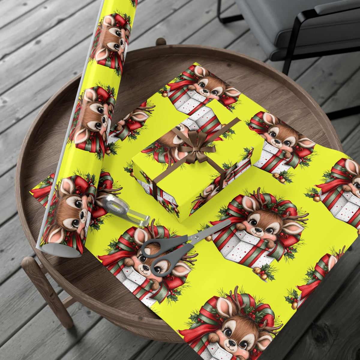 Christmas Reindeer Gift Wrap Paper – Cute Holiday Present Wrapping Sheets