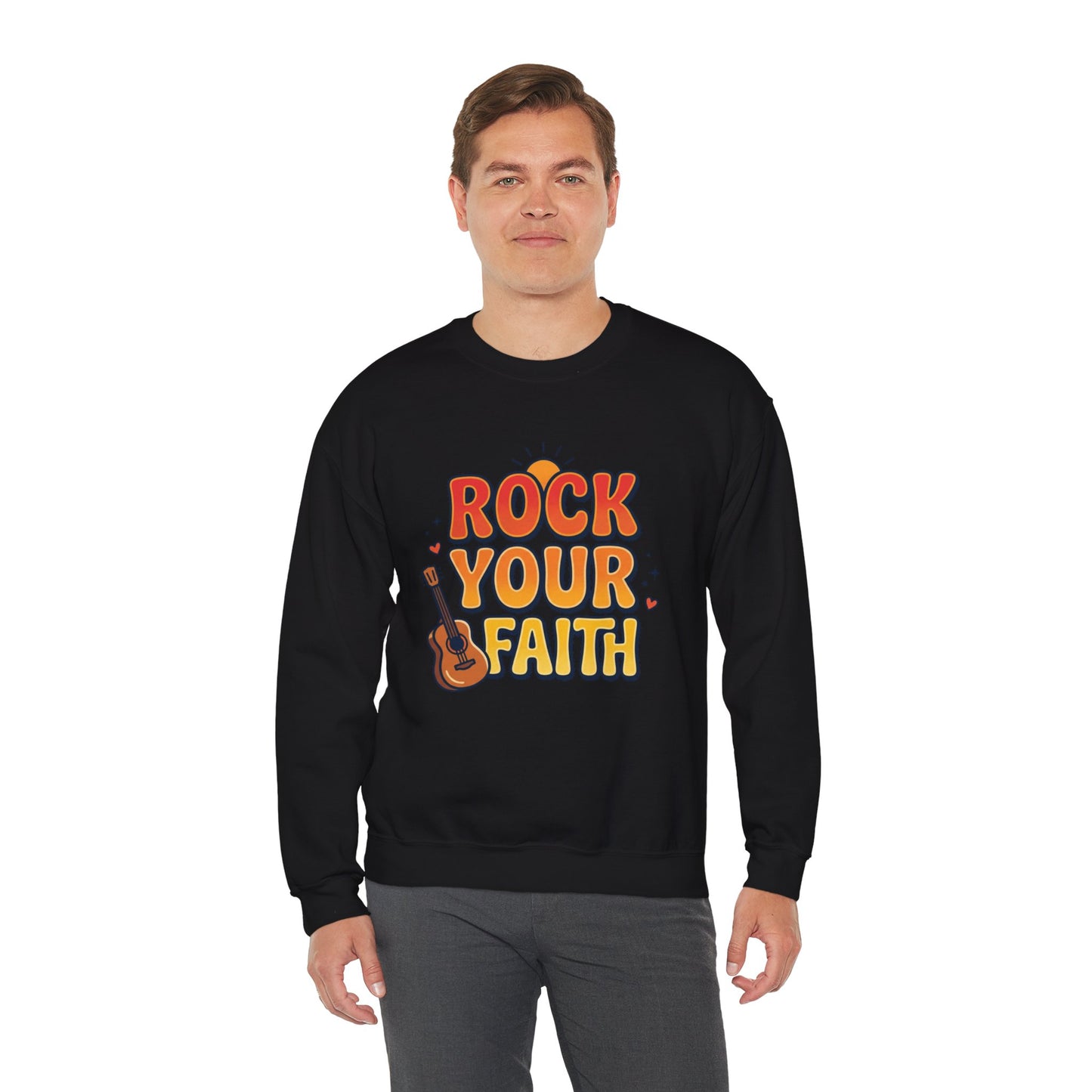 Unisex Rock Your Faith Sweatshirt | Christian Encouragement, Retro Groovy Pastel