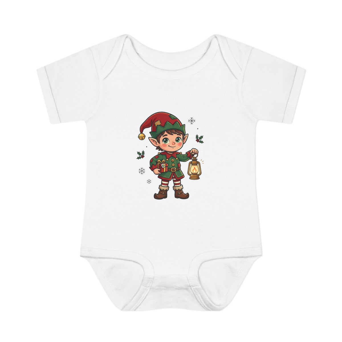 Christmas Elf Infant Bodysuit — Cute Holiday Baby Onesie with Lantern