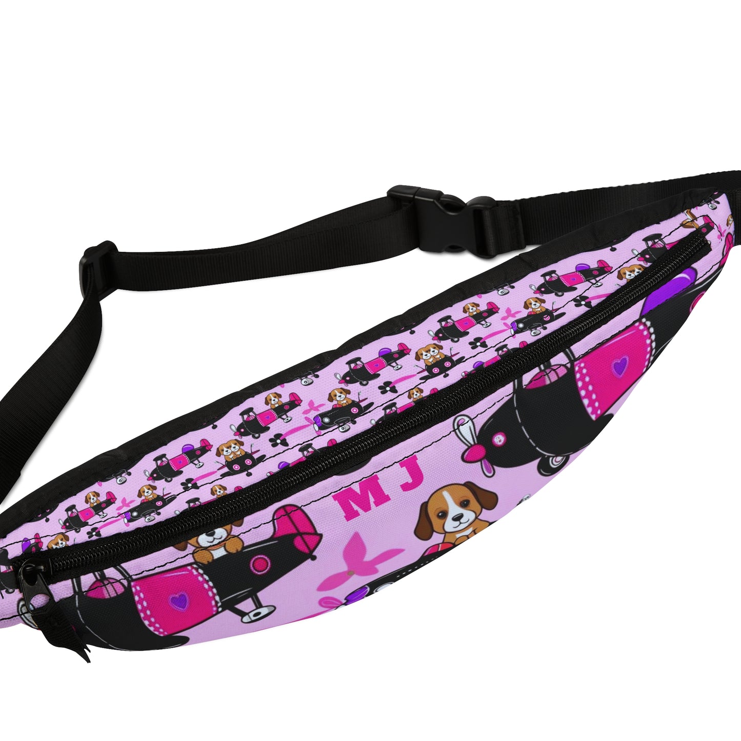 Pink Puppy Skateboard Fanny Pack — Cute Skate Dog Waist Bag