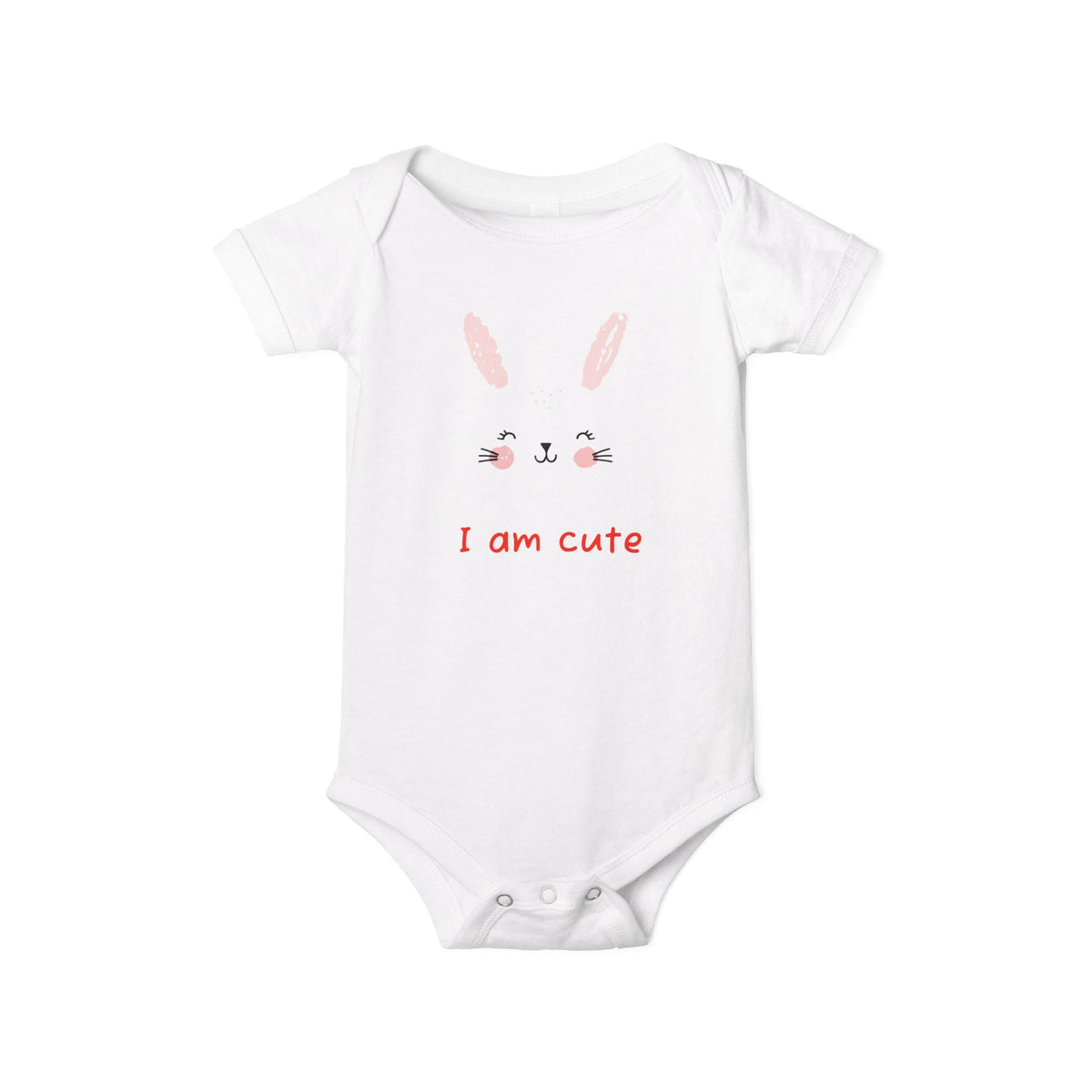 Baby Bunny Onesie - Cute Pink Rabbit Face Infant Bodysuit