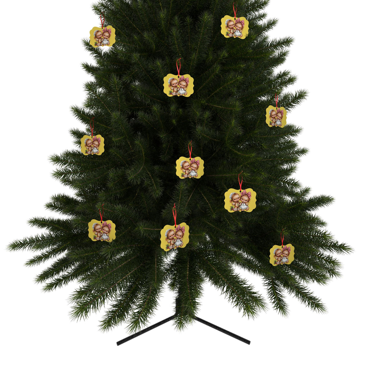 Gingerbread Kids Aluminum Ornament – Retro Christmas Tree Decoration (1/5/10/20 pcs)