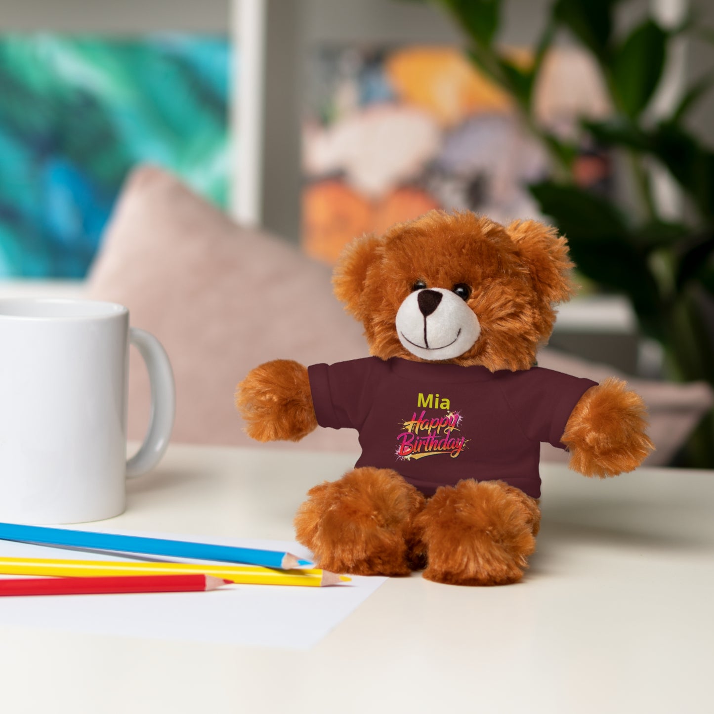 Personalized Birthday Teddy Bear with 'Happy Birthday' Tee