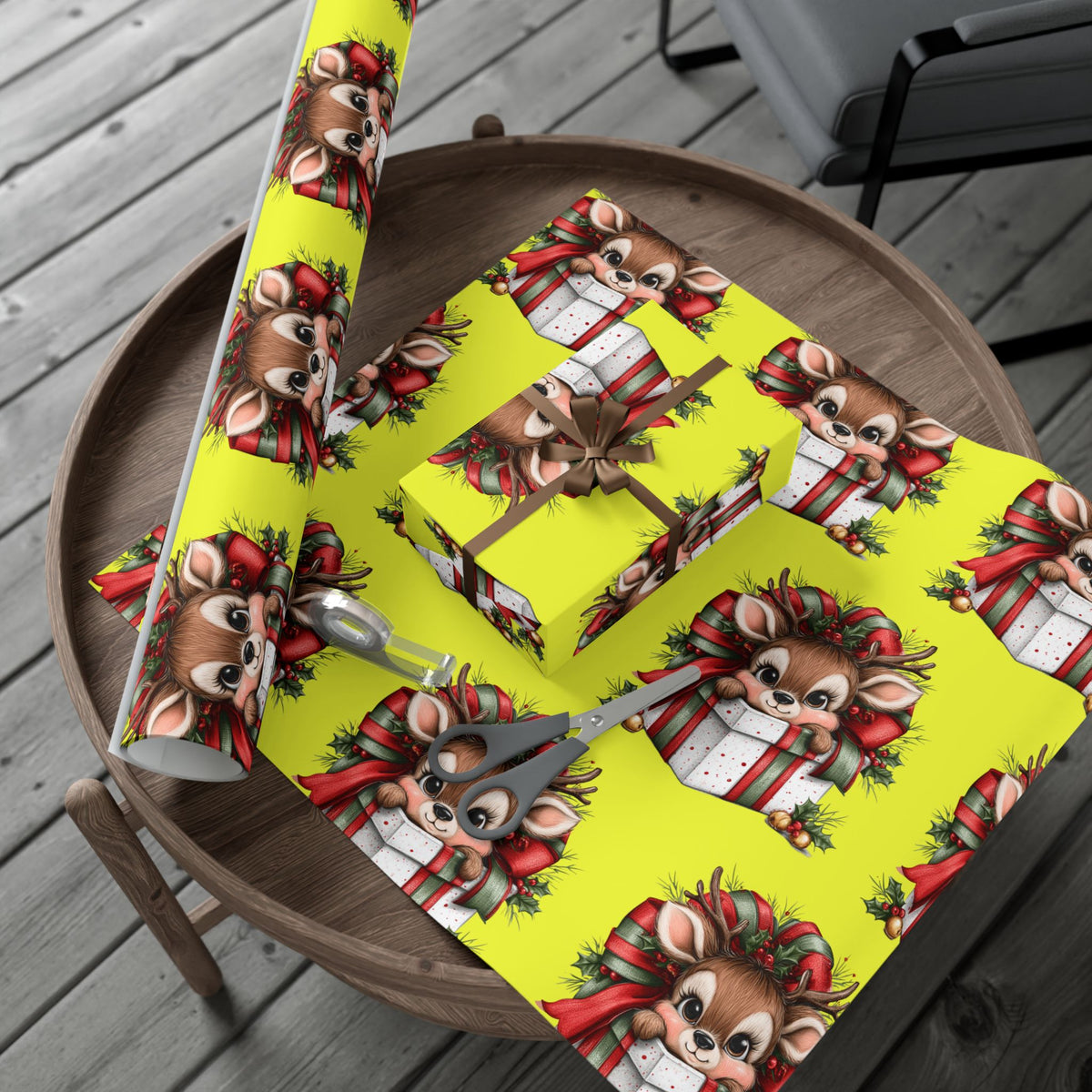Christmas Reindeer Gift Wrap Paper – Cute Holiday Present Wrapping Sheets