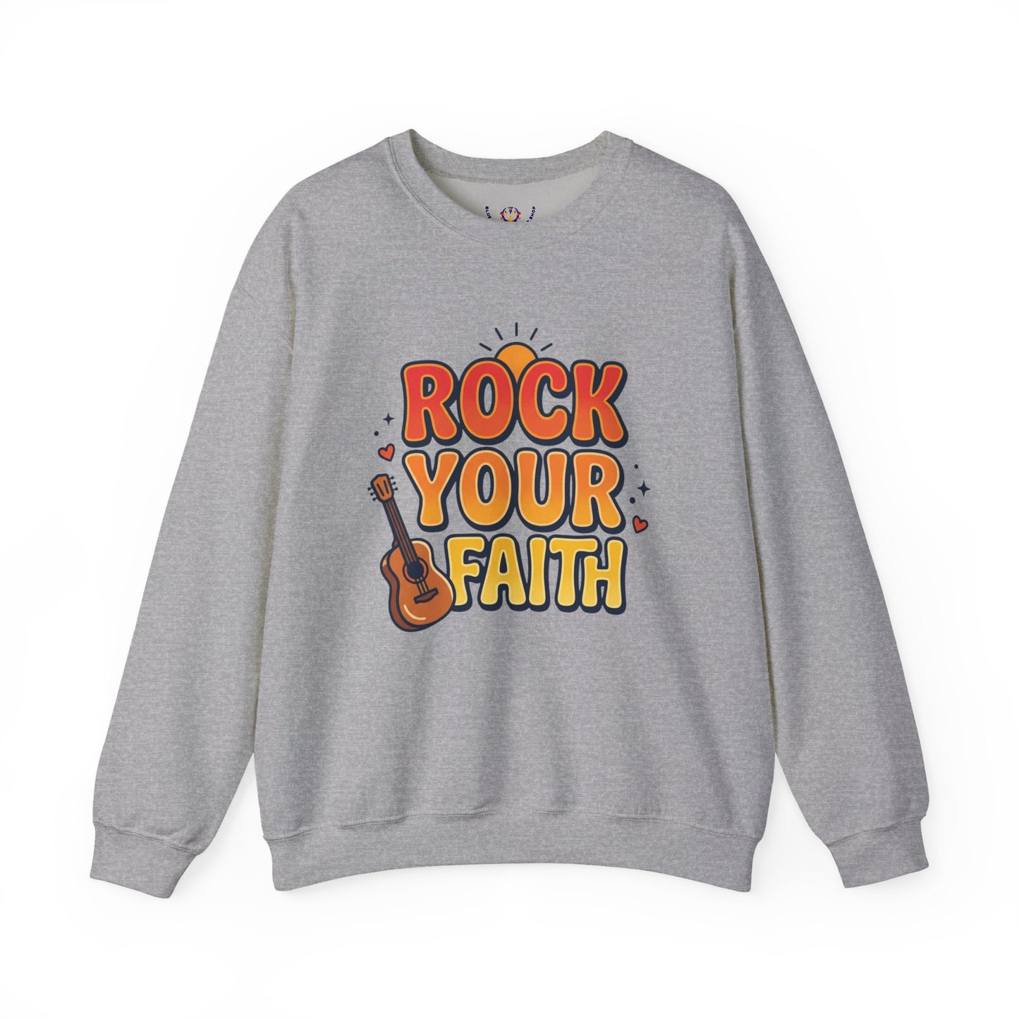 Unisex Rock Your Faith Sweatshirt | Christian Encouragement, Retro Groovy Pastel