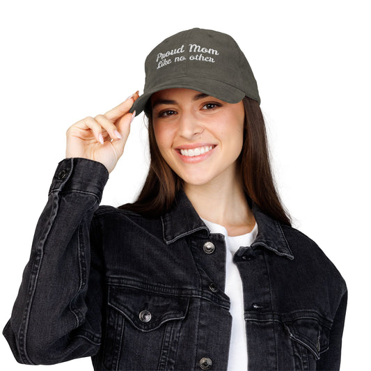 Proud Mom Vintage Corduroy Cap, Embroidered Hat for Mothers Day, Trendy Gifts for Moms, Casual Everyday Wear, Unique Accessory