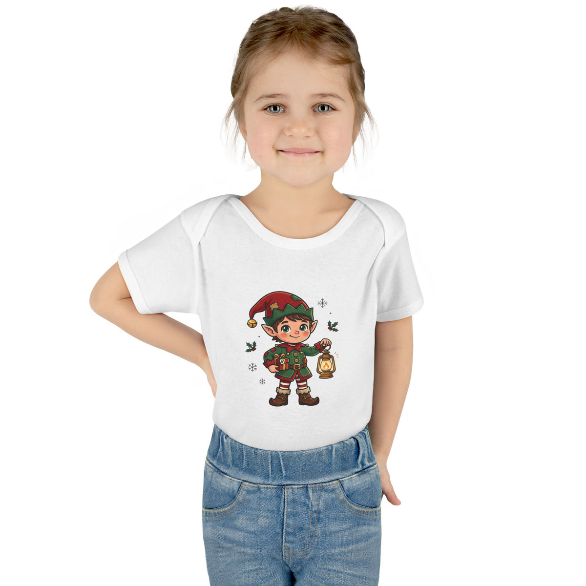 Christmas Elf Infant Bodysuit — Cute Holiday Baby Onesie with Lantern
